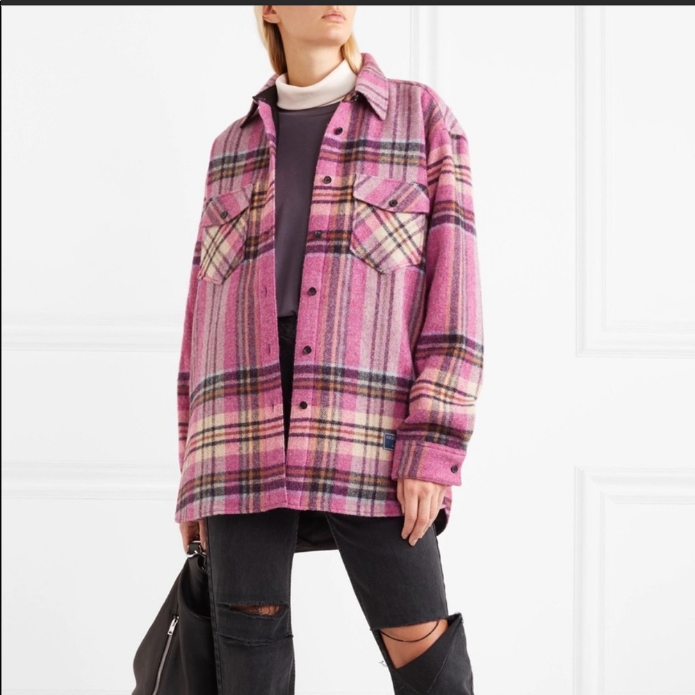 NWT We11 Done Pink Check Wool Flannel Shirt